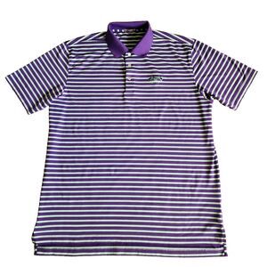 Peter Millar Summer Comfort Polo Shirt Mens XL Green Purple Striped Performance
